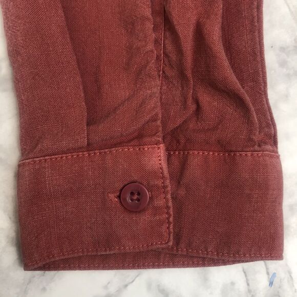 Anthropologie Cloth & Stone Pink Red Tiered Fringe Button Down Top Size XS / Ext - Picture 9 of 14